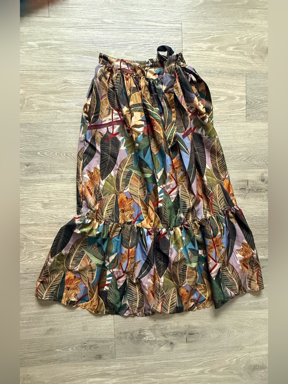 Rachel Zoe Leaf-Print Maxi Skirt in Green, Brown, Blue - Picture 2 of 11